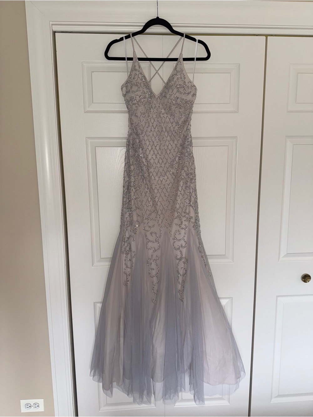 Xscape Ivory Beaded Strapless Evening Gown